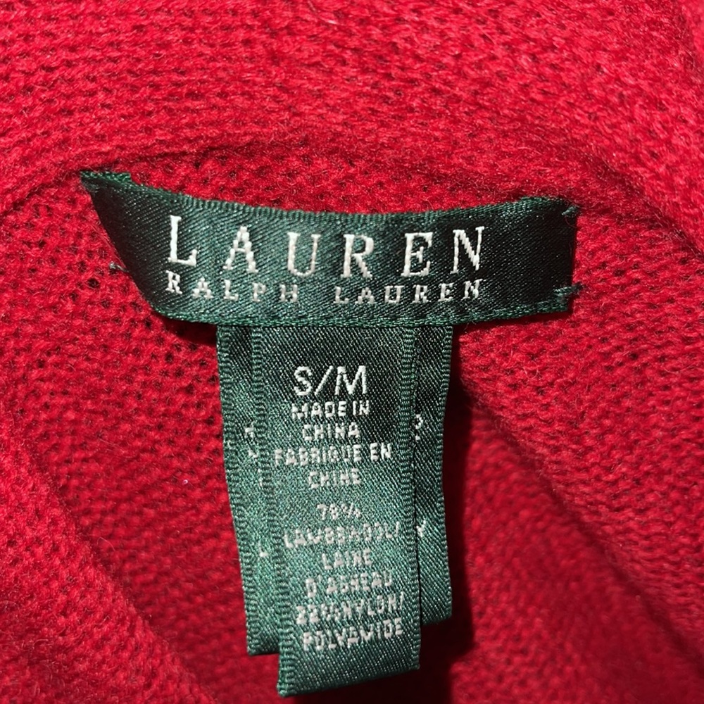 Lauren Ralph Lauren red lambswool cape S/M - Picture 8 of 16